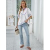 image:imageANRABESS Womens Babydoll Tops 2026 Summer V Neck Boho Blouse Short Lantern Sleeve Dressy Casual Shirts Flowy Peplum T ShirtWhite