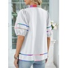 image:imageANRABESS Womens Babydoll Tops 2026 Summer V Neck Boho Blouse Short Lantern Sleeve Dressy Casual Shirts Flowy Peplum T ShirtWhite