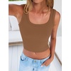 image:imageANRABESS Womens Crop Tank Tops Soft Breathable Ribbed Slim Fit Comfy for BasicCasualGoing OutampDaily WearBrown