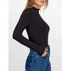 image:imageANRABESS Womens Lettuce Trim Mock Neck Long Sleeve Tops 2026 Casual Dressy Ribbed Knit Slim Fit Tee Shirt Fall Layer OutfitsBlack
