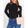 image:imageANRABESS Womens Lettuce Trim Mock Neck Long Sleeve Tops 2026 Casual Dressy Ribbed Knit Slim Fit Tee Shirt Fall Layer OutfitsBlack
