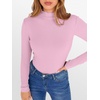 image:imageANRABESS Womens Lettuce Trim Mock Neck Long Sleeve Tops 2026 Casual Dressy Ribbed Knit Slim Fit Tee Shirt Fall Layer OutfitsBright Pink