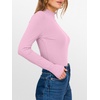 image:imageANRABESS Womens Lettuce Trim Mock Neck Long Sleeve Tops 2026 Casual Dressy Ribbed Knit Slim Fit Tee Shirt Fall Layer OutfitsBright Pink