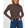 image:imageANRABESS Womens Lettuce Trim Mock Neck Long Sleeve Tops 2026 Casual Dressy Ribbed Knit Slim Fit Tee Shirt Fall Layer OutfitsCoffee