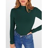 image:imageANRABESS Womens Lettuce Trim Mock Neck Long Sleeve Tops 2026 Casual Dressy Ribbed Knit Slim Fit Tee Shirt Fall Layer OutfitsDeep Green