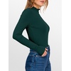 image:imageANRABESS Womens Lettuce Trim Mock Neck Long Sleeve Tops 2026 Casual Dressy Ribbed Knit Slim Fit Tee Shirt Fall Layer OutfitsDeep Green