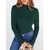 image:imageANRABESS Womens Lettuce Trim Mock Neck Long Sleeve Tops 2026 Casual Dressy Ribbed Knit Slim Fit Tee Shirt Fall Layer OutfitsDeep Green