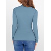 image:imageANRABESS Womens Lettuce Trim Mock Neck Long Sleeve Tops 2026 Casual Dressy Ribbed Knit Slim Fit Tee Shirt Fall Layer OutfitsGrey Blue