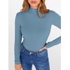 image:imageANRABESS Womens Lettuce Trim Mock Neck Long Sleeve Tops 2026 Casual Dressy Ribbed Knit Slim Fit Tee Shirt Fall Layer OutfitsGrey Blue