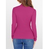image:imageANRABESS Womens Lettuce Trim Mock Neck Long Sleeve Tops 2026 Casual Dressy Ribbed Knit Slim Fit Tee Shirt Fall Layer OutfitsHot Pink