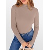 image:imageANRABESS Womens Lettuce Trim Mock Neck Long Sleeve Tops 2026 Casual Dressy Ribbed Knit Slim Fit Tee Shirt Fall Layer OutfitsLight Camel