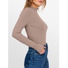 image:imageANRABESS Womens Lettuce Trim Mock Neck Long Sleeve Tops 2026 Casual Dressy Ribbed Knit Slim Fit Tee Shirt Fall Layer OutfitsLight Camel