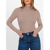 image:imageANRABESS Womens Lettuce Trim Mock Neck Long Sleeve Tops 2026 Casual Dressy Ribbed Knit Slim Fit Tee Shirt Fall Layer OutfitsLight Camel