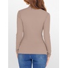 image:imageANRABESS Womens Lettuce Trim Mock Neck Long Sleeve Tops 2026 Casual Dressy Ribbed Knit Slim Fit Tee Shirt Fall Layer OutfitsLight Camel