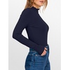 image:imageANRABESS Womens Lettuce Trim Mock Neck Long Sleeve Tops 2026 Casual Dressy Ribbed Knit Slim Fit Tee Shirt Fall Layer OutfitsNavy Blue