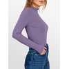 image:imageANRABESS Womens Lettuce Trim Mock Neck Long Sleeve Tops 2026 Casual Dressy Ribbed Knit Slim Fit Tee Shirt Fall Layer OutfitsPurple