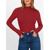 image:imageANRABESS Womens Lettuce Trim Mock Neck Long Sleeve Tops 2026 Casual Dressy Ribbed Knit Slim Fit Tee Shirt Fall Layer OutfitsRed