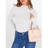 image:imageANRABESS Womens Lettuce Trim Mock Neck Long Sleeve Tops 2026 Casual Dressy Ribbed Knit Slim Fit Tee Shirt Fall Layer OutfitsWhite