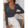 image:imageANRABESS Womens Long Sleeve Henley Tops Ribbed Knit Slim Fitted Trendy T Shirt Basic Tees Layer 2026 Fall Fashion OutfitsDeep Grey