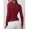 image:imageANRABESS Womens Long Sleeve Henley Tops Ribbed Knit Slim Fitted Trendy T Shirt Basic Tees Layer 2026 Fall Fashion OutfitsDeep Red