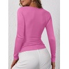 image:imageANRABESS Womens Long Sleeve Henley Tops Ribbed Knit Slim Fitted Trendy T Shirt Basic Tees Layer 2026 Fall Fashion OutfitsHot Pink