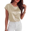 image:imageANRABESS Womens Satin Tops Cap Short Sleeve Crew Neck Shirts Dressy Business Casual Office Blouse Silky 2026 Summer OutfitsBeige