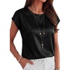 image:imageANRABESS Womens Satin Tops Cap Short Sleeve Crew Neck Shirts Dressy Business Casual Office Blouse Silky 2026 Summer OutfitsBlack