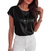 image:imageANRABESS Womens Satin Tops Cap Short Sleeve Crew Neck Shirts Dressy Business Casual Office Blouse Silky 2026 Summer OutfitsBlack