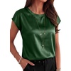 image:imageANRABESS Womens Satin Tops Cap Short Sleeve Crew Neck Shirts Dressy Business Casual Office Blouse Silky 2026 Summer OutfitsGreen