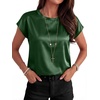 image:imageANRABESS Womens Satin Tops Cap Short Sleeve Crew Neck Shirts Dressy Business Casual Office Blouse Silky 2026 Summer OutfitsGreen