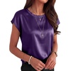 image:imageANRABESS Womens Satin Tops Cap Short Sleeve Crew Neck Shirts Dressy Business Casual Office Blouse Silky 2026 Summer OutfitsPurple