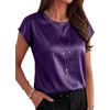 image:imageANRABESS Womens Satin Tops Cap Short Sleeve Crew Neck Shirts Dressy Business Casual Office Blouse Silky 2026 Summer OutfitsPurple