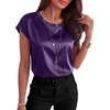 image:imageANRABESS Womens Satin Tops Cap Short Sleeve Crew Neck Shirts Dressy Business Casual Office Blouse Silky 2026 Summer OutfitsPurple