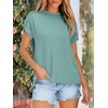 image:imageANRABESS Womens Short Sleeve Crewneck Shirts Ribbed Knit High Low Hem T Shirt 2026 Summer Spring Casual Tops Trendy ClothesLake Green