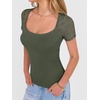 image:imageANRABESS Womens Short Sleeve Shirts Scoop Neck Lace Going Out Tops Slim Fit Rib Knit Casual Tee 2026 Summer Fashion OutfitsArmy Green
