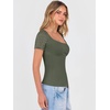image:imageANRABESS Womens Short Sleeve Shirts Scoop Neck Lace Going Out Tops Slim Fit Rib Knit Casual Tee 2026 Summer Fashion OutfitsArmy Green