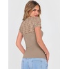 image:imageANRABESS Womens Short Sleeve Shirts Scoop Neck Lace Going Out Tops Slim Fit Rib Knit Casual Tee 2026 Summer Fashion OutfitsLight Khaki