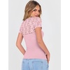 image:imageANRABESS Womens Short Sleeve Shirts Scoop Neck Lace Going Out Tops Slim Fit Rib Knit Casual Tee 2026 Summer Fashion OutfitsPink