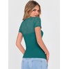 image:imageANRABESS Womens Short Sleeve Shirts Scoop Neck Lace Going Out Tops Slim Fit Rib Knit Casual Tee 2026 Summer Fashion OutfitsTeal