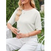image:imageANRABESS Womens Short Sleeve Sweater Wool Blend Crewneck Lightweight Sweaters Top Summer Spring Business Casual OutfitsCream White
