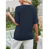 image:imageANRABESS Womens Short Sleeve Sweater Wool Blend Crewneck Lightweight Sweaters Top Summer Spring Business Casual OutfitsDark Teal