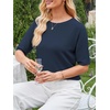 image:imageANRABESS Womens Short Sleeve Sweater Wool Blend Crewneck Lightweight Sweaters Top Summer Spring Business Casual OutfitsDark Teal
