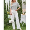 image:imageANRABESS Womens Short Sleeve Sweater Wool Blend Crewneck Lightweight Sweaters Top Summer Spring Business Casual OutfitsLight Grey
