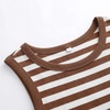 image:imageANRABESS Womens Sleeveless High Neck Tank Tops Fashion Summer Casual Basic Slim Fit Ribbed Racerback Top Shirt ClothesBrown White Stripe