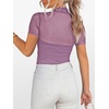 image:imageANRABESS Womens Summer Sexy Mock Turtle Neck Short Sleeve Tops Sheer Mesh Shirts Slim Blouse Trendy Ruched Going Out OutfitsGray Purple