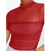 image:imageANRABESS Womens Summer Sexy Mock Turtle Neck Short Sleeve Tops Sheer Mesh Shirts Slim Blouse Trendy Ruched Going Out OutfitsRed
