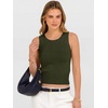 image:imageANRABESS Womens Tank TopsWool Blend Soft Summer Cropped SweatersFitted Sleeveless Business Casual Shirts for Travel WorkArmy Green