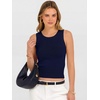 image:imageANRABESS Womens Tank TopsWool Blend Soft Summer Cropped SweatersFitted Sleeveless Business Casual Shirts for Travel WorkNavy Blue