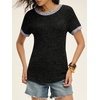 image:imageANRABESS Womens Tops Summer Short Sleeve Shirts Dressy Casual Color Block Work Blouse 2026 Spring Trendy Lightweight SweaterBlack