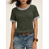 image:imageANRABESS Womens Tops Summer Short Sleeve Shirts Dressy Casual Color Block Work Blouse 2026 Spring Trendy Lightweight SweaterDeep Green